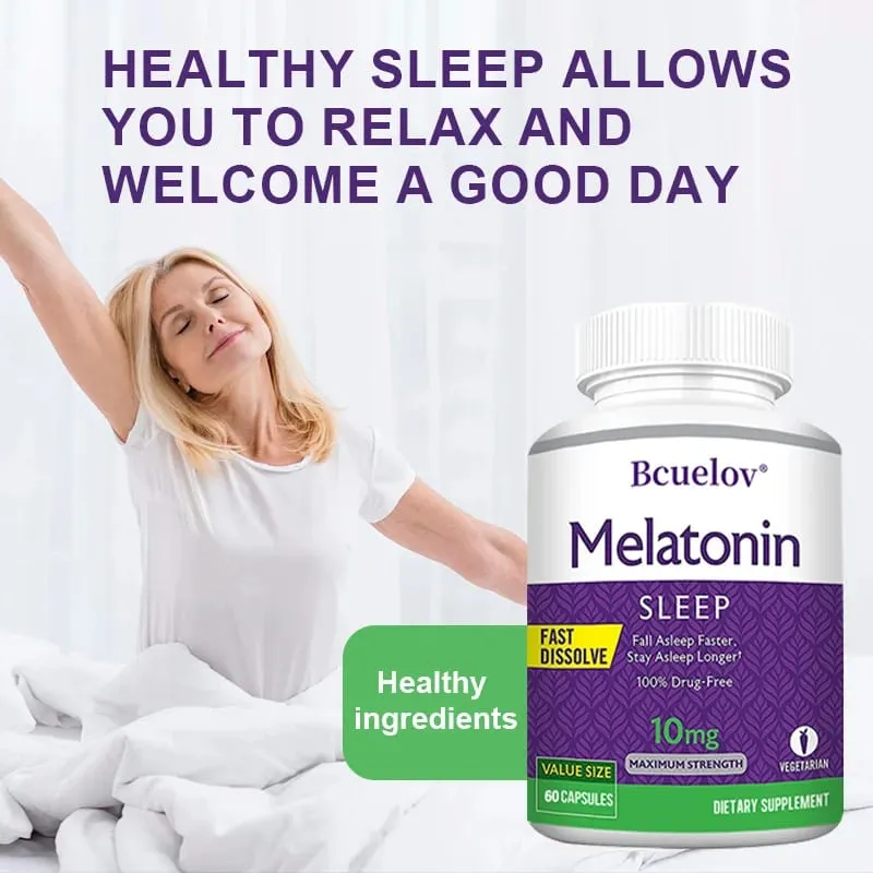 Melatonin 10mg Capsules - Relieves Insomnia Promotes Sleep Quality Prolongs Sleep Time Relaxes The Mind 120 Capsules — image 5