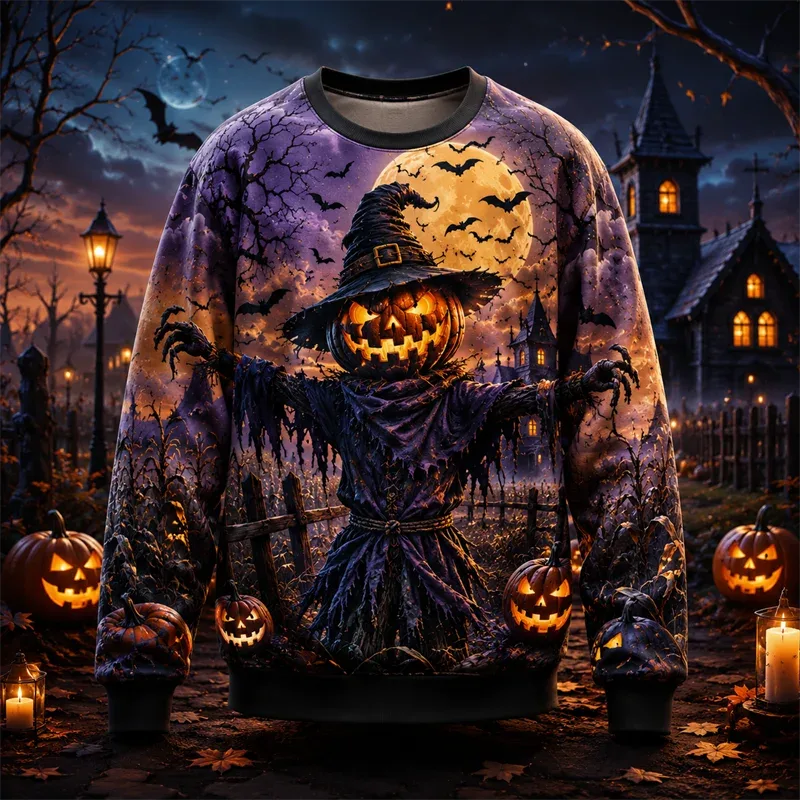 2026 nya pumpatryck halloween sweatshirts Mode trendiga långärmade semesterkläder tröja lösa Streetwear Hip Hop tröjor — image 3