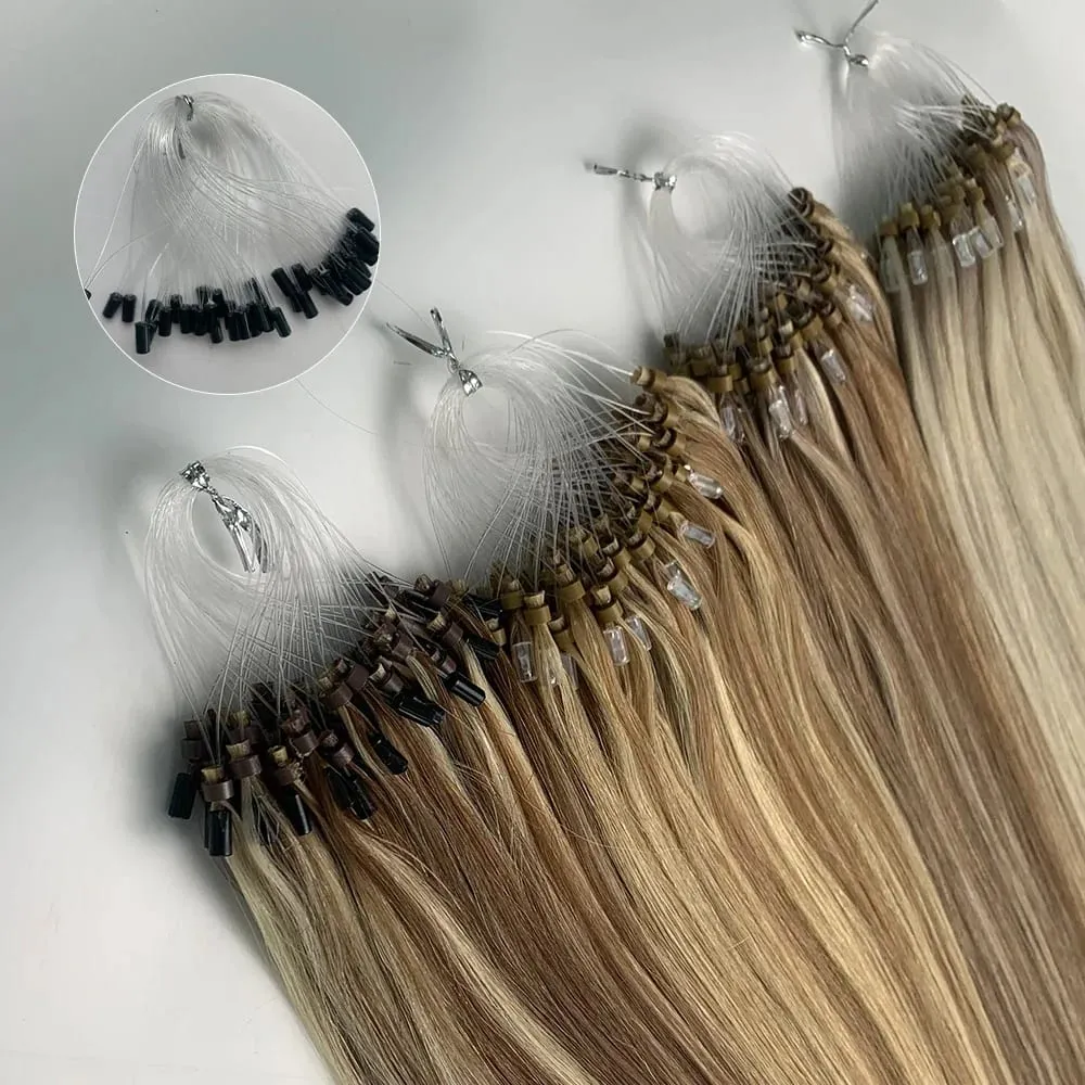 Remy Human Hair Extensions 14-24 Inch Micro Loop Ring Attachment Micro Bead Natural Looking DIY Hair Extension — image 2