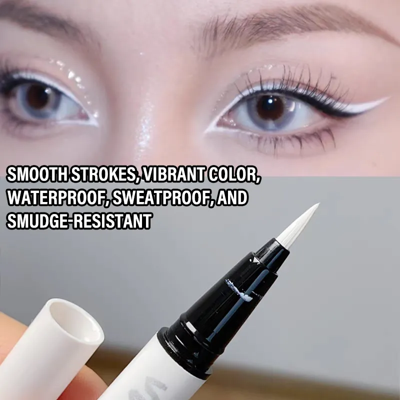 Ultra-thin Matte White Eyeliner Liquid Pen Waterproof Sweat-proof Long-lasting Lying Silkworm Pen High Pigment Smooth Eye Makeup — image 4