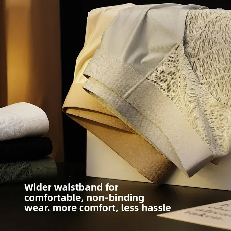 Sem costura jacquard homens triângulo roupa interior de seda gelo fina respirável calcinha de secagem rápida cuecas masculinas sexy u bulge bolsa — image 4