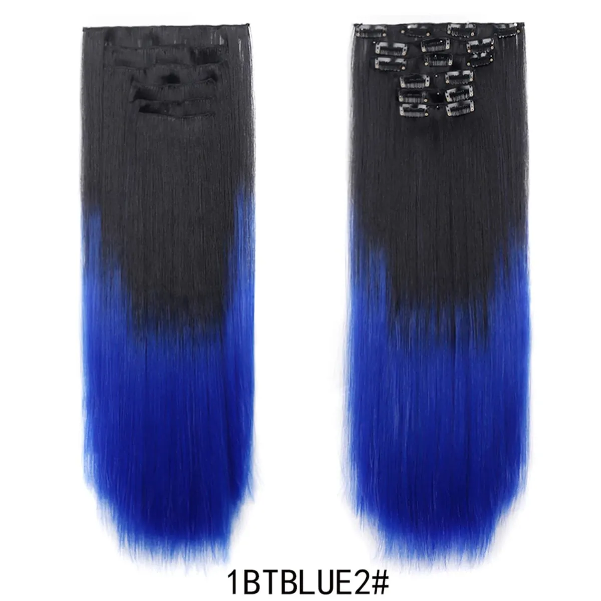 Long Straight Hair Clip in Hair Extensions 24inch 140g 6pcs/set Women Ombre Synthetic Hair Full Head soft easy to wear stylish