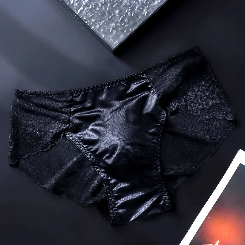 Men's Lace Briefs 3d U Convex Pouch Lingerie Ice Silk Breathable Thin Underwear Sexy Low-Rise Panties Sissy Feminization — image 13