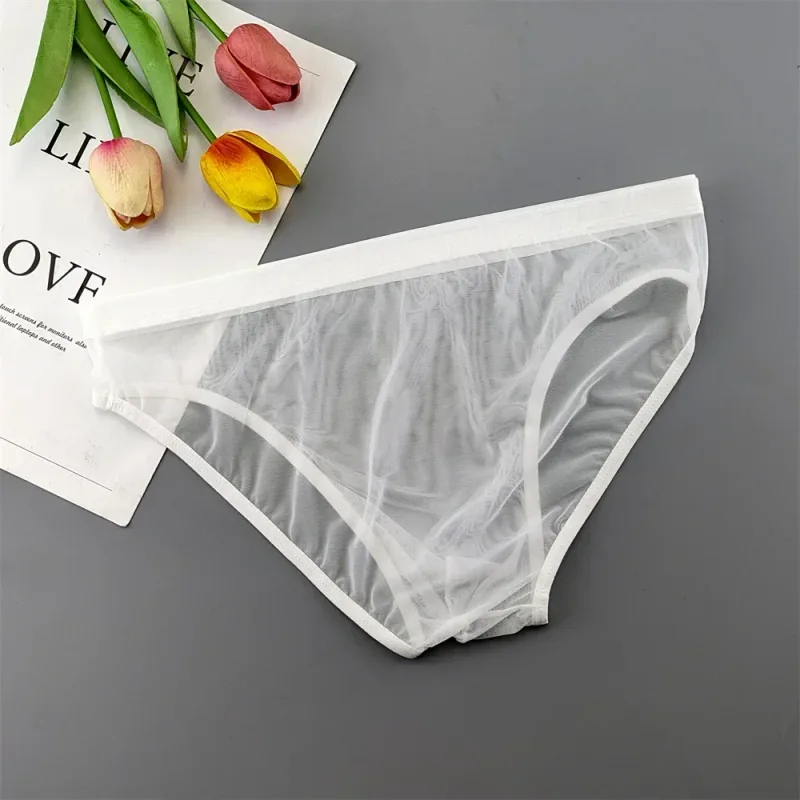 Plus Size Transparent Underwear See Through Sexy Briefs for Men with Pouch Nylon Hombre Slips Breathable Male Panties XL-4XL — image 10