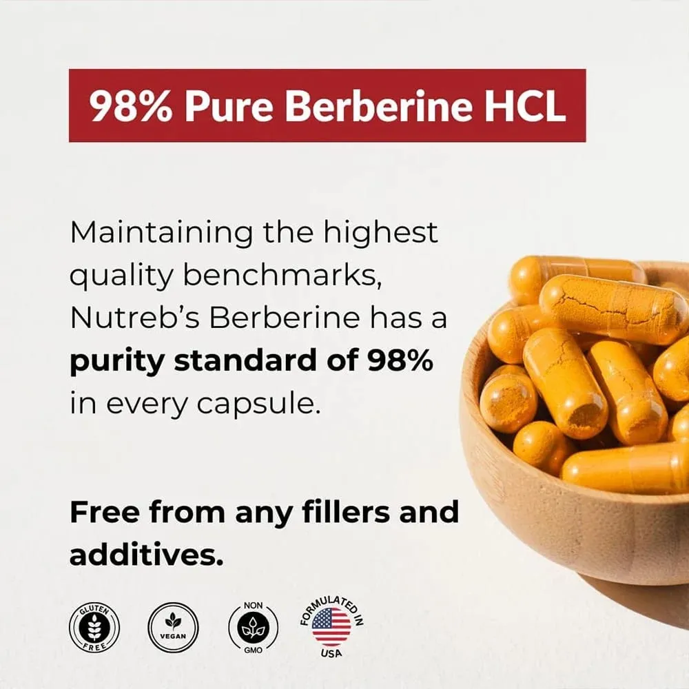 Berberine HCl Supplement - for Metabolism & Cholesterol Weight Management GI & Immunity Vegetarian Gluten-Free — image 6