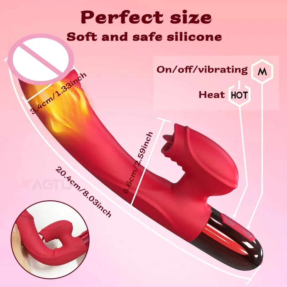Sexleksaksvibrator för kvinnor Klitorisstimulator Kvinnlig onanist G Spot Dildo med tungslickande Vuxna Varor 18+ — image 2