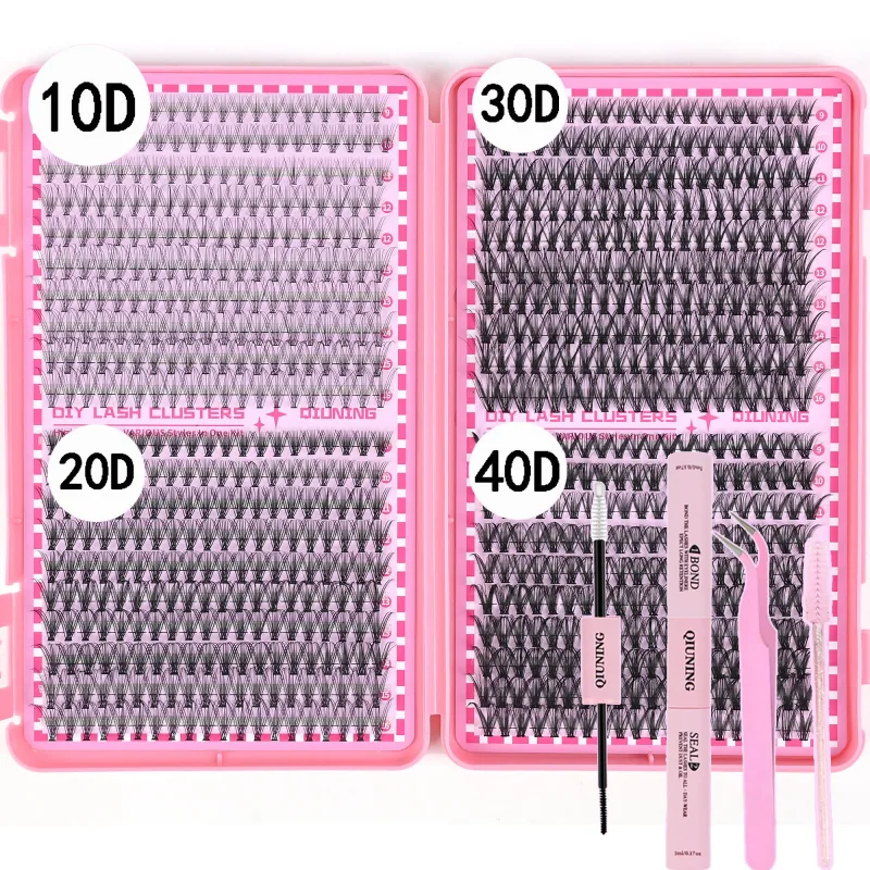 800PCS Lash Extension Kit DIY Clusters Eyelash Extension Kit Lashes Kit with Lash Bond and Seal Lash Tweezers — image 9