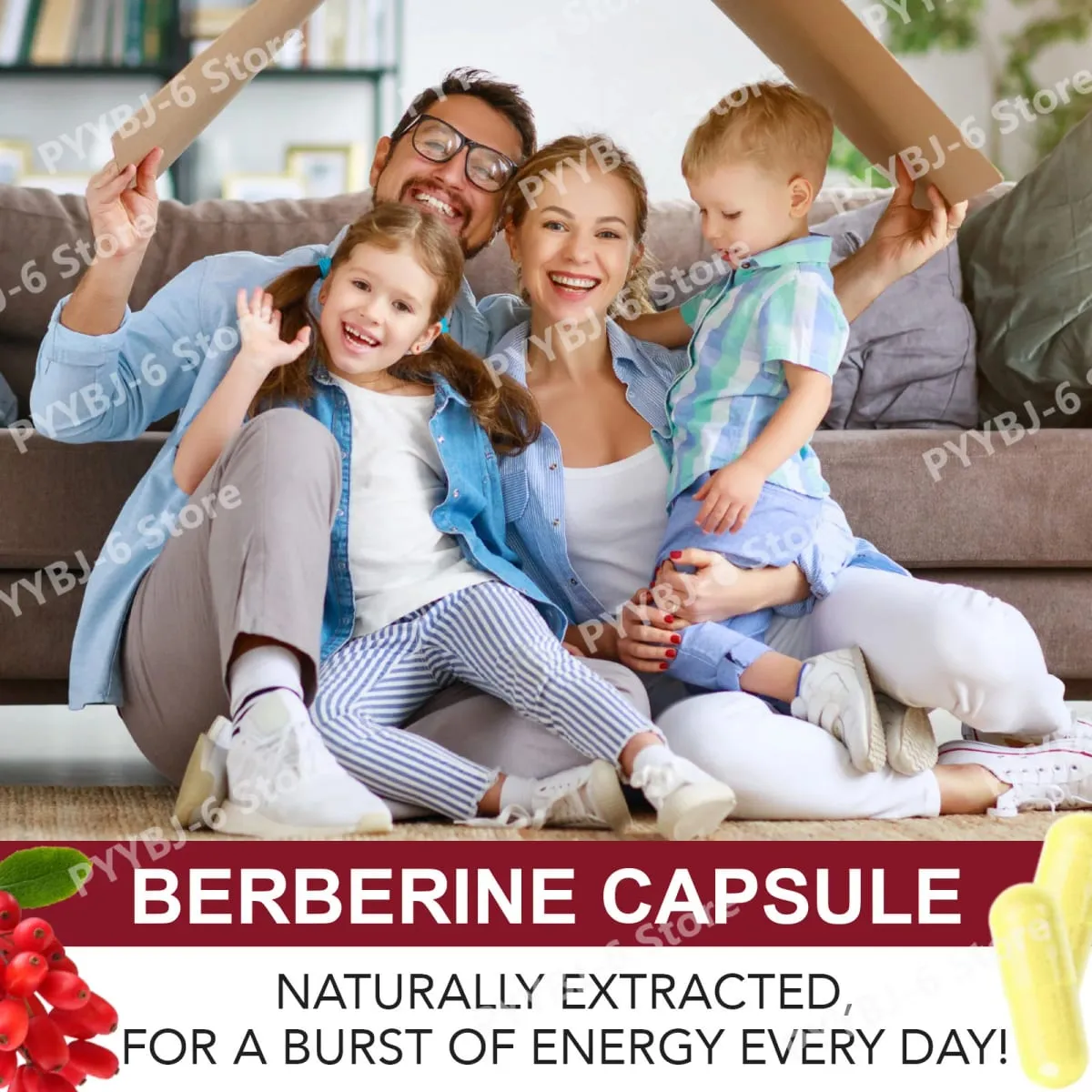 Berberine Plus Kapsler 1200mg Berberin HCl Metabolisme og fordøjelsessystemets tarmsundhed 120 kapsler — image 4