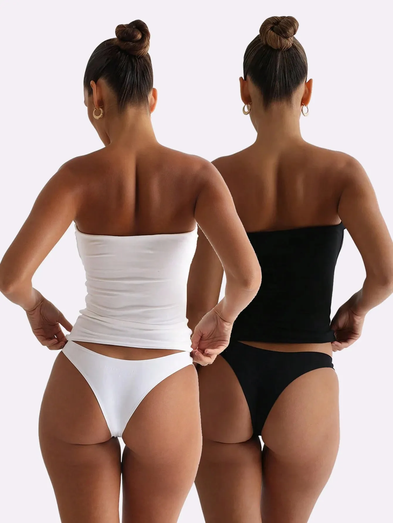 2 Pack Solid Strapless Tube Top Women Soft Stretch Sleeveless Slim Basic Elegant Layering Bandeau Cami Daily Casual Outfit — image 3