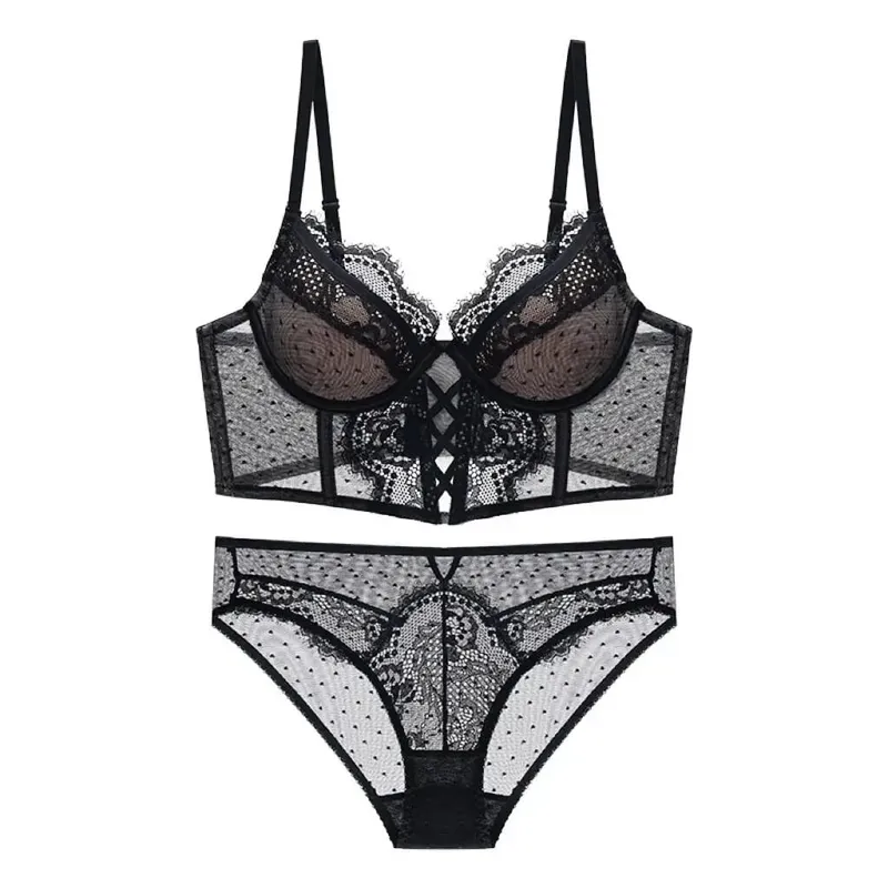 Push Up Lace Lingerie Set for Women Sheer Chemise with Soft Underwire Bra Fishbone Teddy Sexy Bridal Honeymoon Outfit S-XL — image 9
