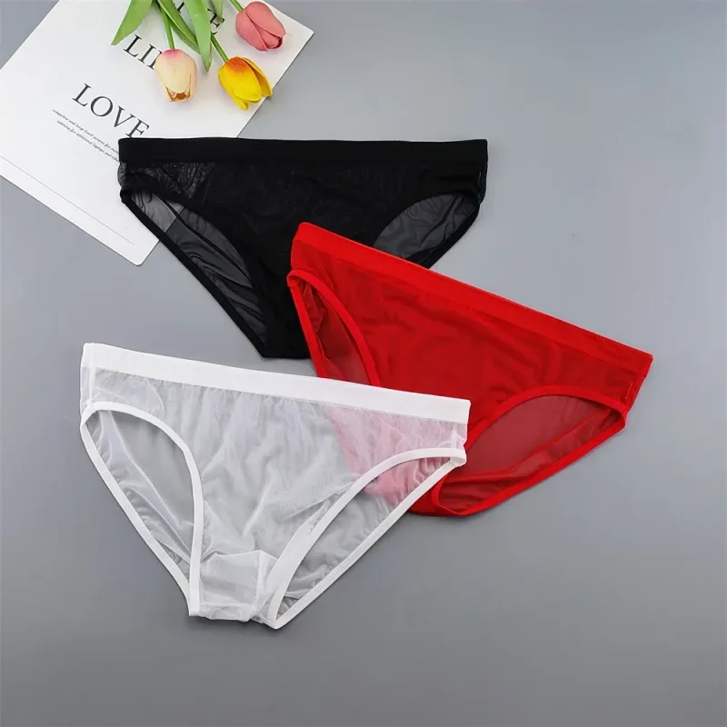 Plus Size Transparent Underwear See Through Sexy Briefs for Men with Pouch Nylon Hombre Slips Breathable Male Panties XL-4XL — image 7