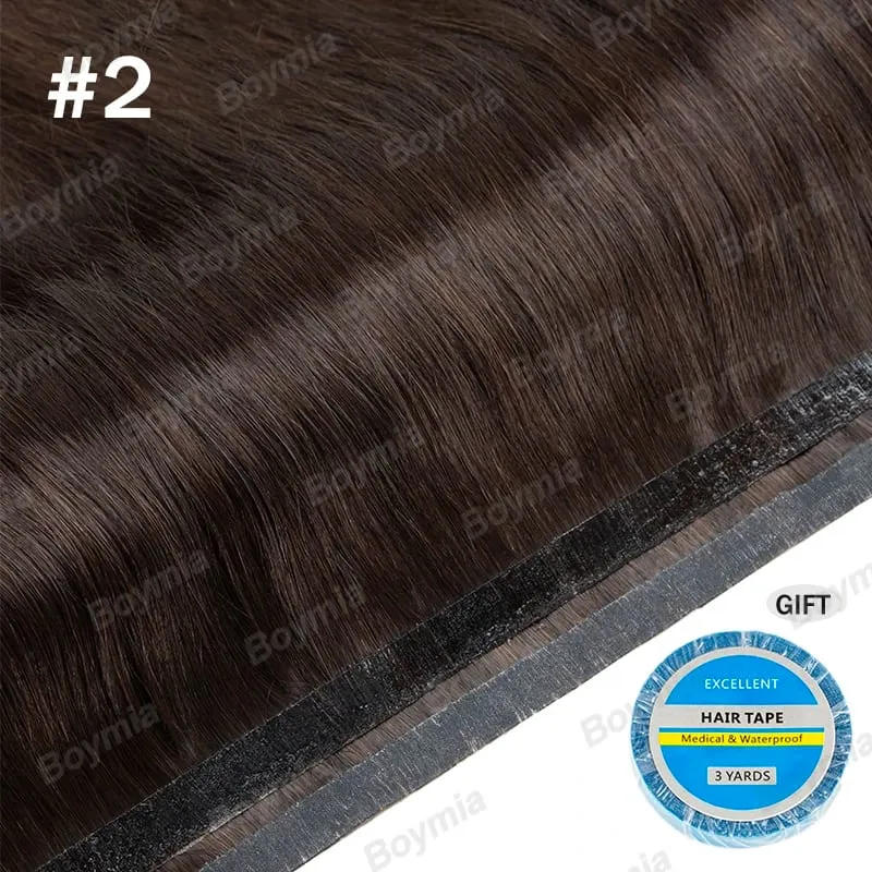 Tape In Weft Hair Extensions Human Hair PU Long Weft Tape In Hair Extensions Real Human Hair Silky Easy to Use Remy 12-20 inch — image 9