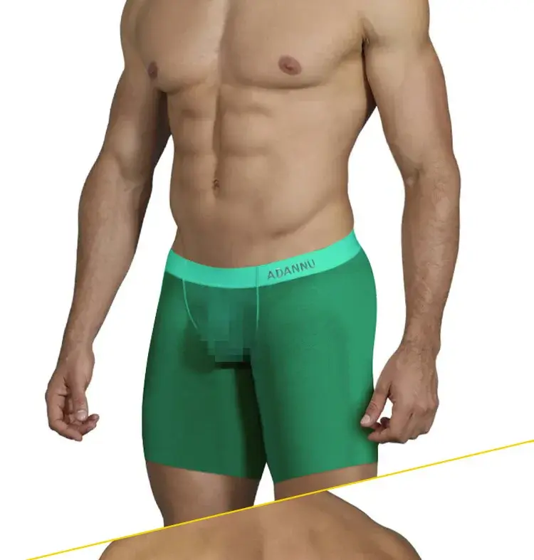 Pakaian Dalam Pria Ultratipis 0.01Mm Celana Boxer Panjang Celana Dalam Kebugaran Gym Transparan Sutra Es Pendingin Slip Jaring Mulus — image 8