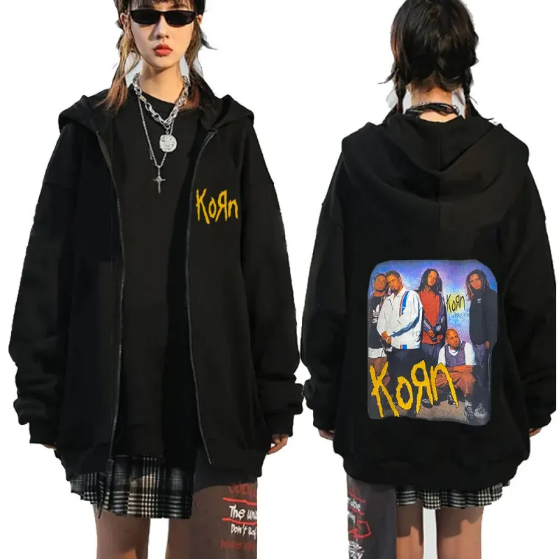 Korn Rock Band Letter Logo Zipper Hoodie Men's Metal Gothic Vintage Oversized Zip Up Hoodies Streetwear Punk Sweatshirts Jackets — image 22
