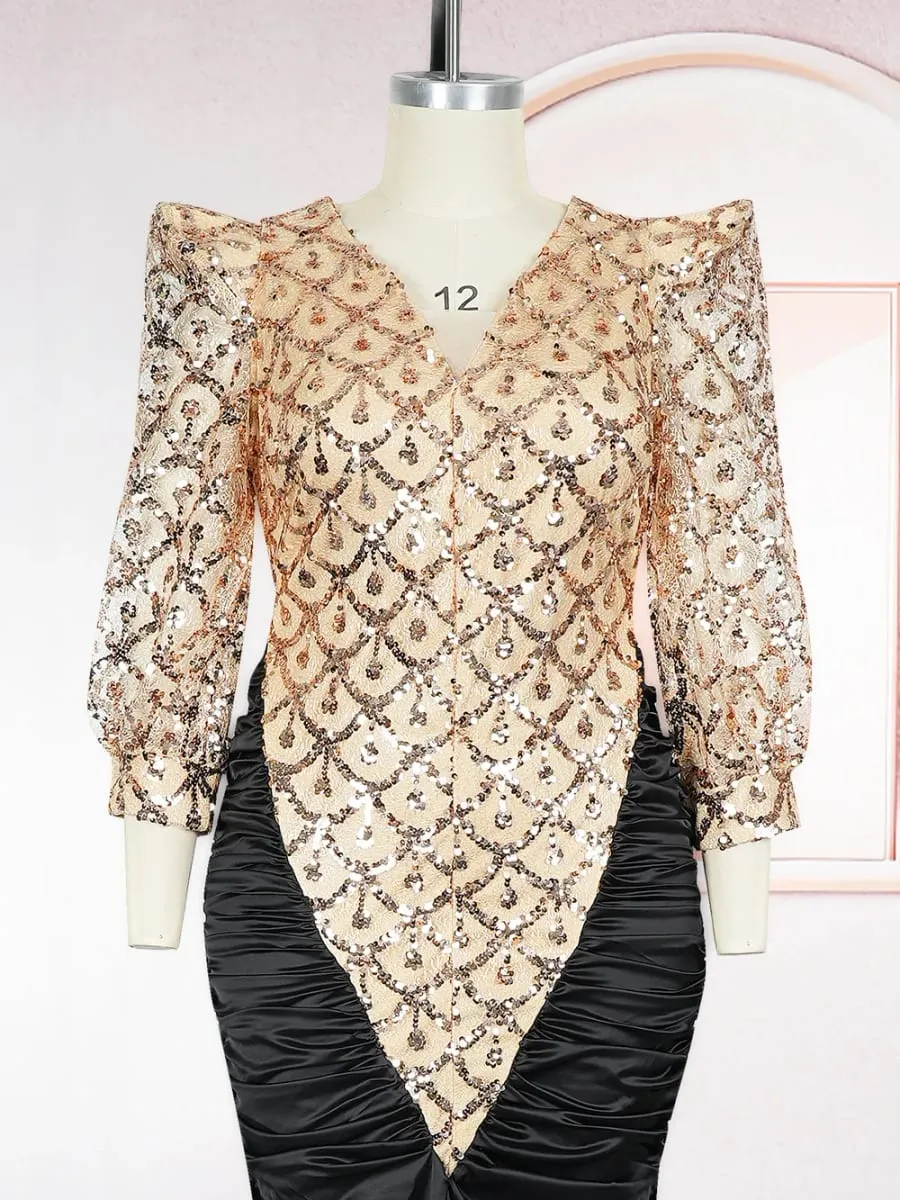 Elegant Women Luxury Party Dresses Dashiki Sequins Bodycon Robe Wedding Prom Birthday Evening Dress 2026 Spring Africa Damit — image 6
