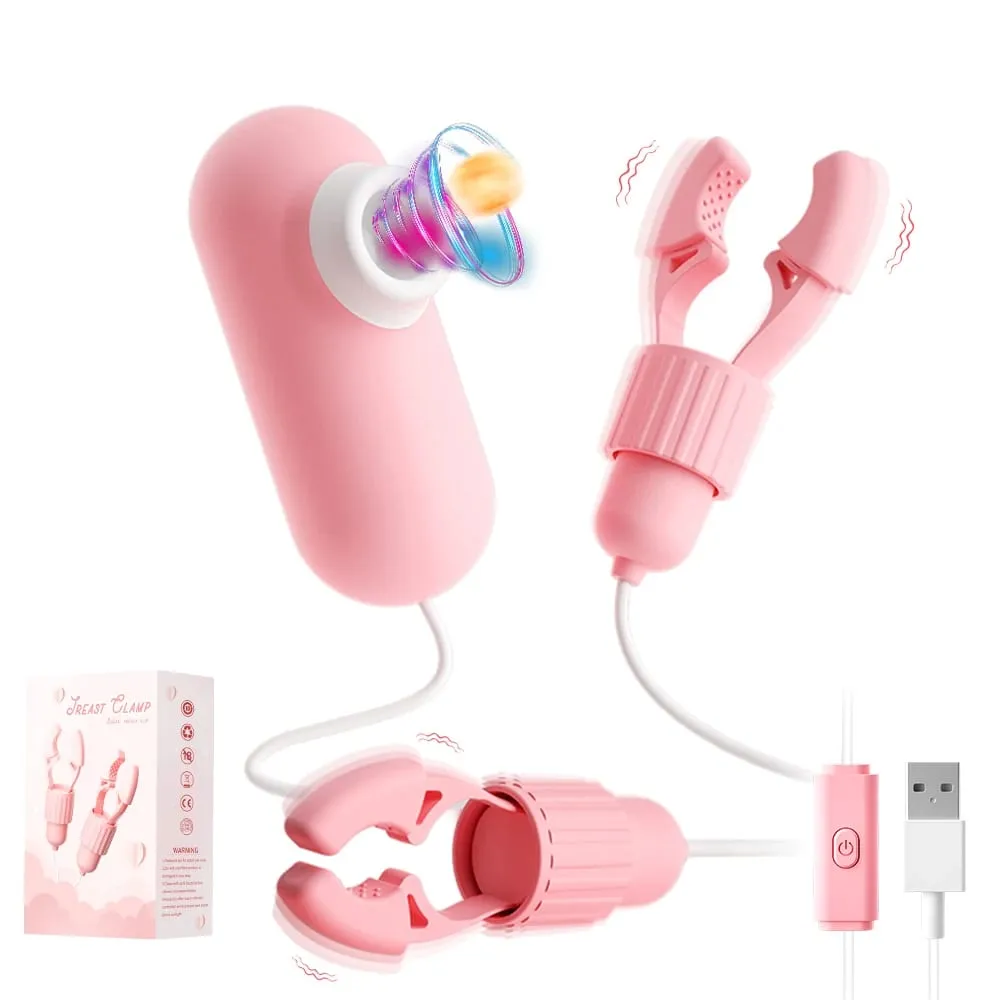Breast Massage Vibrating Nipple Clamps Vibrator Women Tongue Licking Strong Sucking Toys Adults Female Masturbator Sex Toys 18+