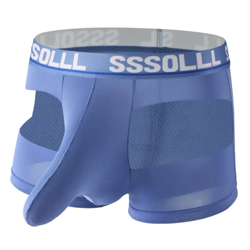 Men Breathable Mesh Boxer Shorts Soft Flat Corner Elephant Nose Trunks Underwear For Daily Wear Classic Letter Print Panties