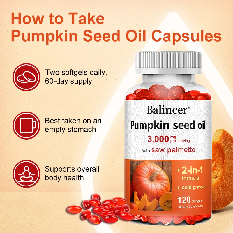 Virgin Pumpkin Seed Oil 3 000mg na may Saw Palmetto na Mayaman sa Omega 6 at 9 Essential Fatty Acids Prostate & Bladder Supplement — image 4