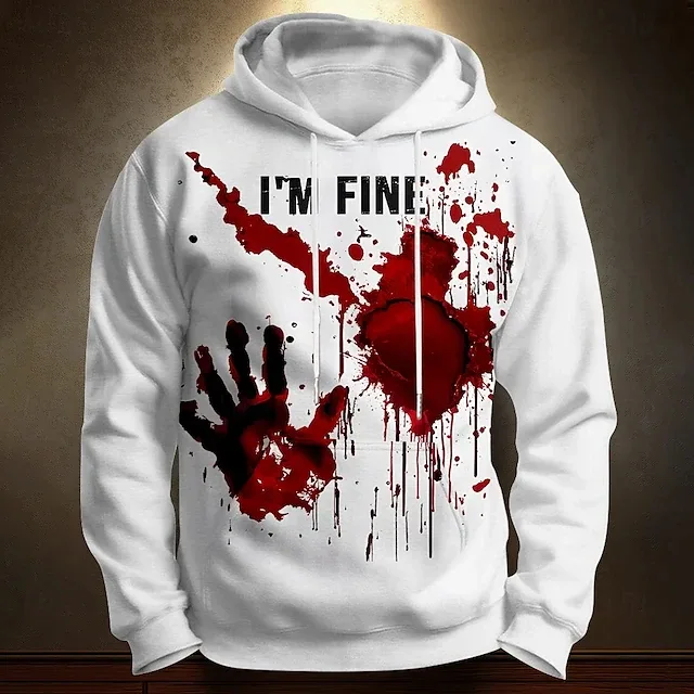 Halloween Blood Printed Hoodies letter pattern3D Print Hooded Pullover Sweatshirt Fashion Hoodie Streetwear Long Sleeve Tops — image 9