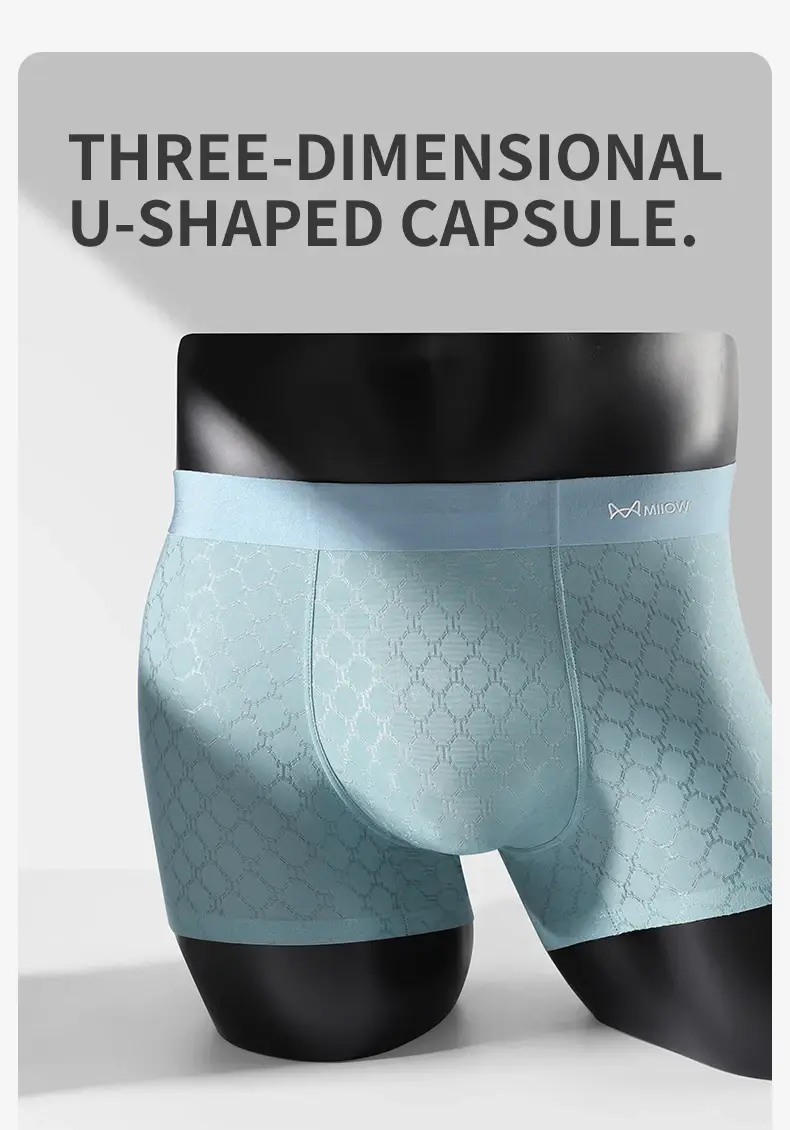 Miiow 3 pçs sem costura de seda gelo boxer roupa interior dos homens verão malha respirável calcinha antibacteriana homem cuecas boxers — image 7