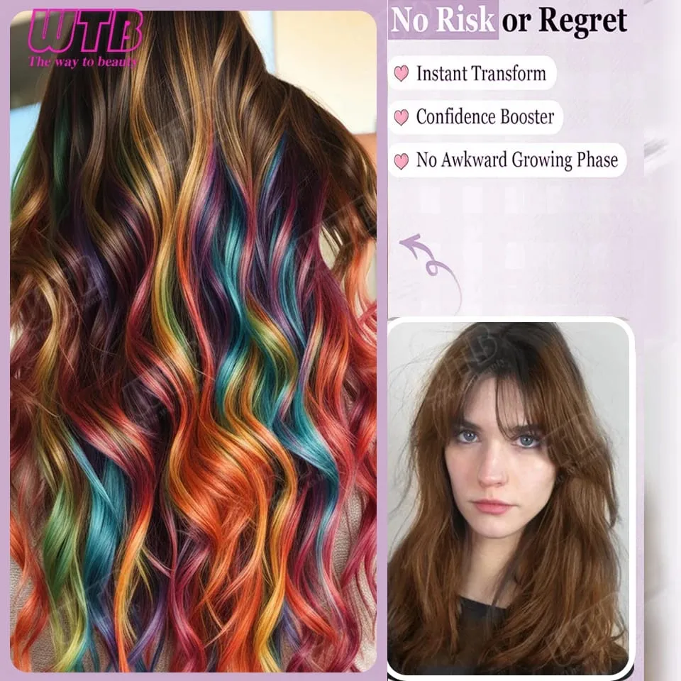 WTB Colored Synthetic Hair Extensions BB Clip Style Gradient Color Hair Extensions Suitable for Women's Daily Wear and Holidays — image 3