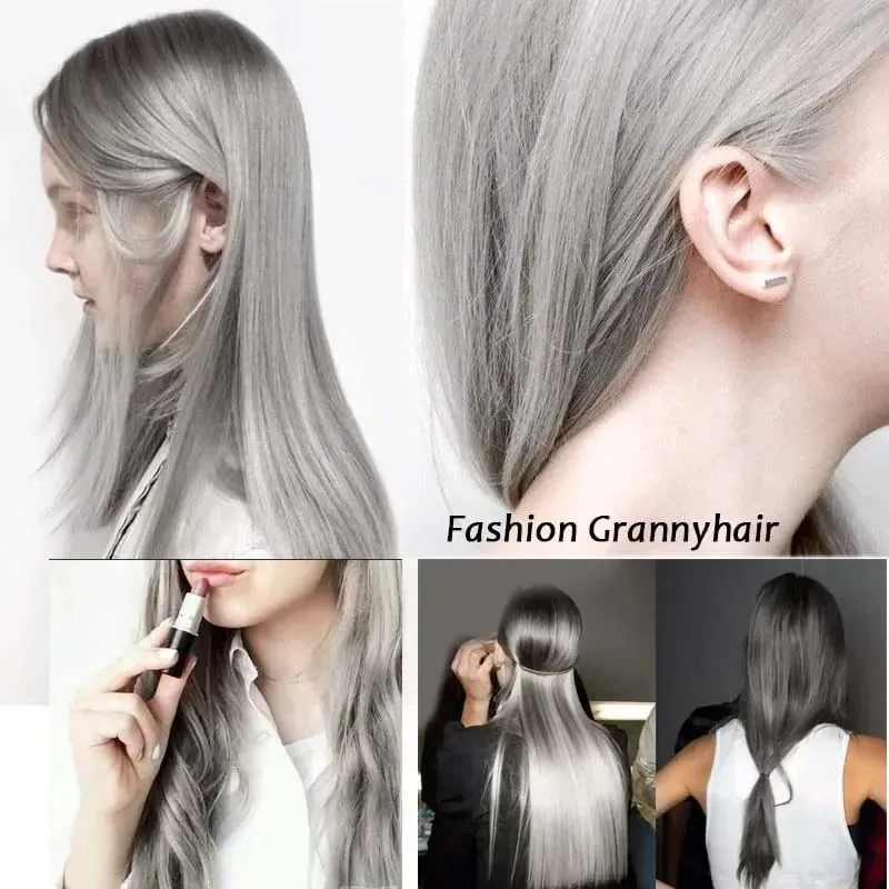 Zolin Clip in Hair Extension One Piece Long Straight Hair Black Gray Color Synthetic Hairpieces For Women Cosplay Use — image 7