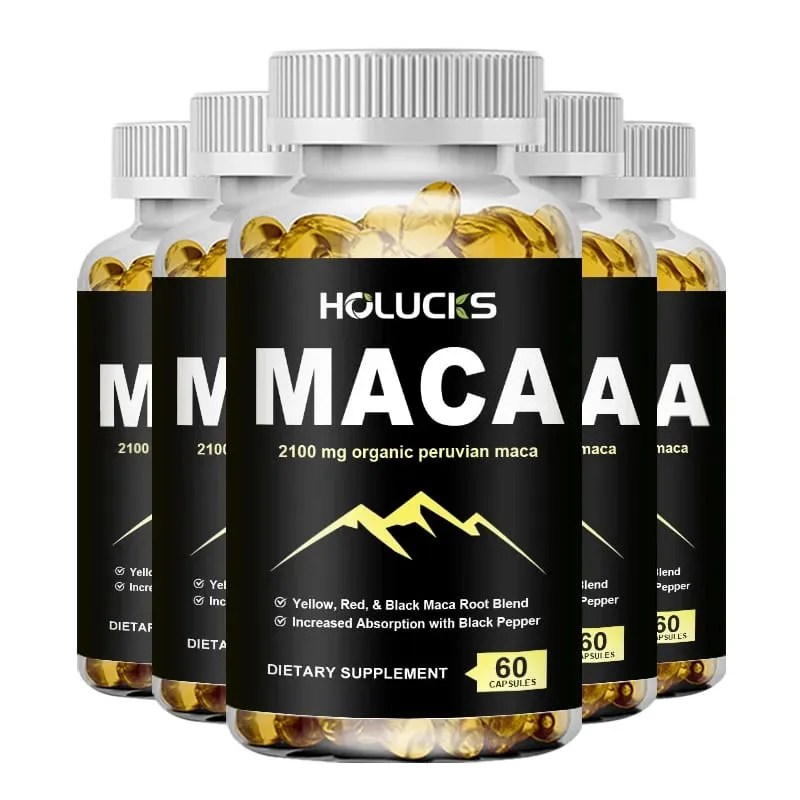 Organic Maca Root Capsules 2100mg with Black Pepper Supports Energy Endurance Mood Reproductive Health & Vitality