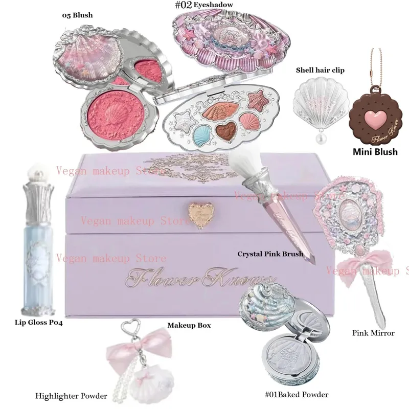 Šperky Flower Know Shell Vše v jednom Dárková sada Makeupová sada Kompletní profesionální zapečená tvářenka na oční stíny 10ks Sady Flowerknows — image 4