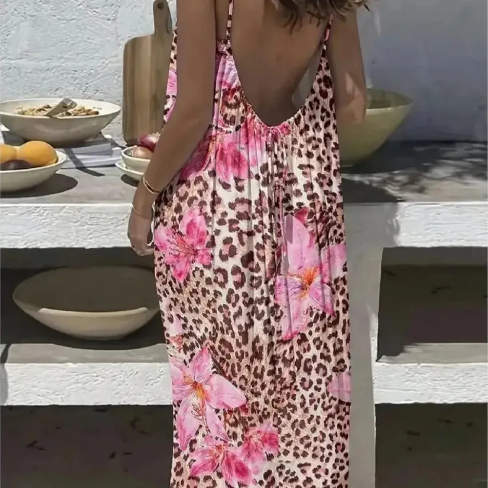 2026 Vacation Dresses For Ladies Spaghetti Strap Vestidos Beachwear Home Clothing Gentle Homewear Holiday Backless Loose Printed — image 3