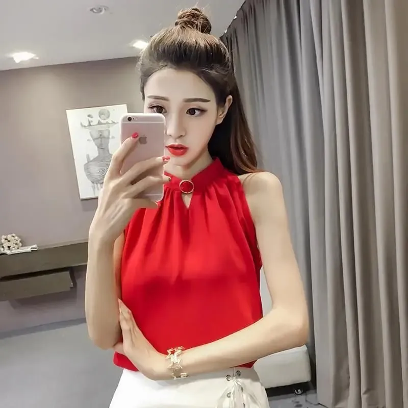 Elegant Sleeveless Solid Simplicity Loose Youth Vest Tops Women Clothes Summer All-match Temperament T Shirts Sexy Office Summer — image 2