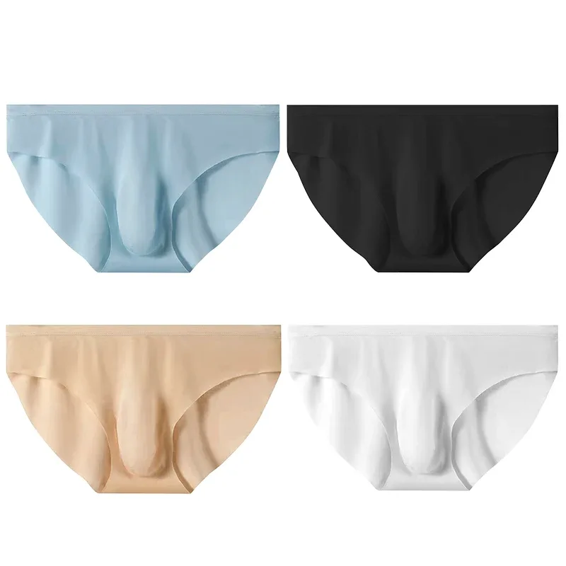 4pcs 남자의 얼음 실크 팬티 여름 투명 원활한 섹시한 빠른 건조 유행 통기성 속옷 초박형 팬티 — image 17