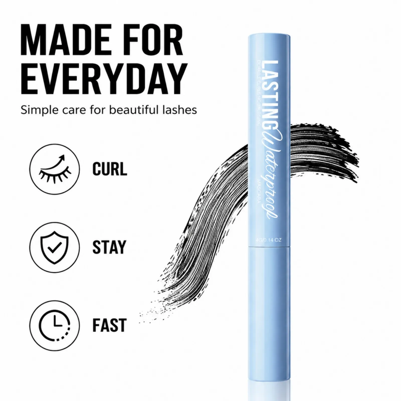 Curling Mascara Long Lasting Waterproof Smudge Proof Volumizing Eye Makeup Nourishing Formula Black Silk Fibre Mascara 4g — image 2