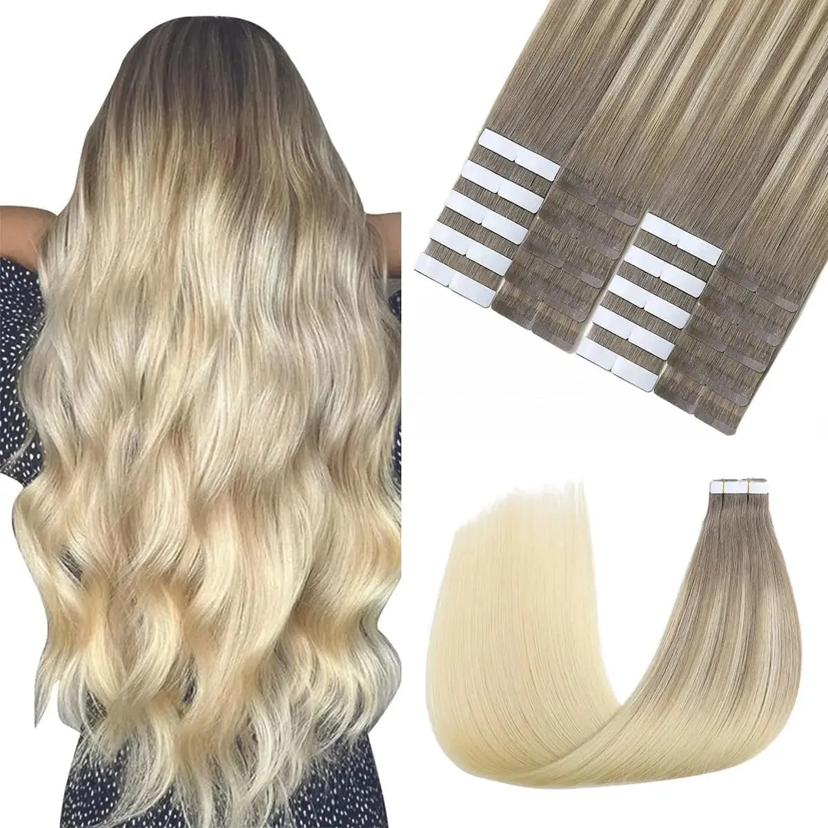 Dark Brown #2 Tape in Hair Extensions Human Hair 14-22inch Skin Weft Silky Straight
