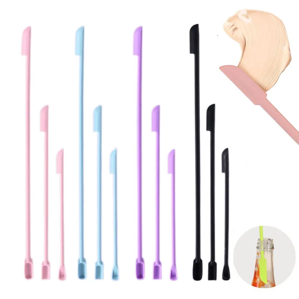 3Pcs/Set Cream Last Drop Scoop Face Mask Brush Beauty Tools Silicone Spatula Deep Bottle Scraper Makeup Brushes Cosmetics Spoon — image 3