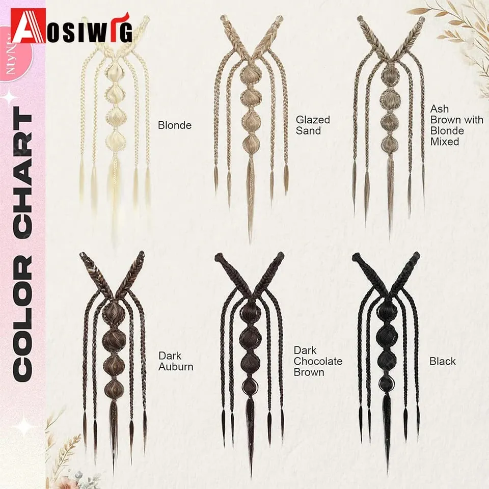 Elf Style Half Head Braided Hair Extensions Synthetic Clip In Braids Hairpiece Natural Black Dark Brown Fake Hair for Women Dail — image 5