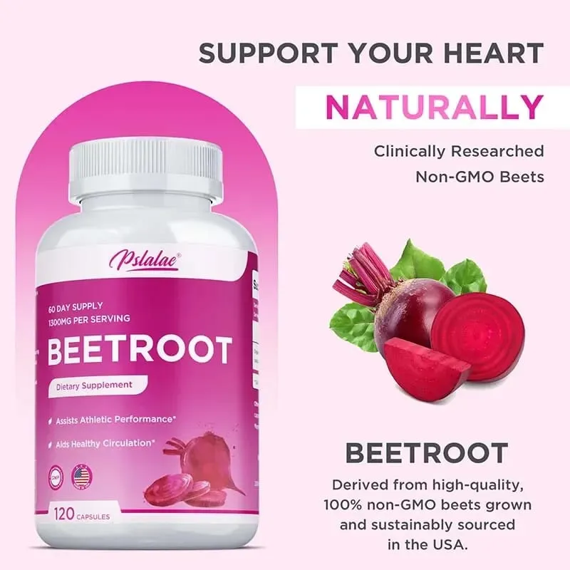Capsules de racine de betterave – Favorise la santé cardiaque, stimule l'énergie naturelle, améliore l'endurance et maintient une tension artérielle normale. — image 3