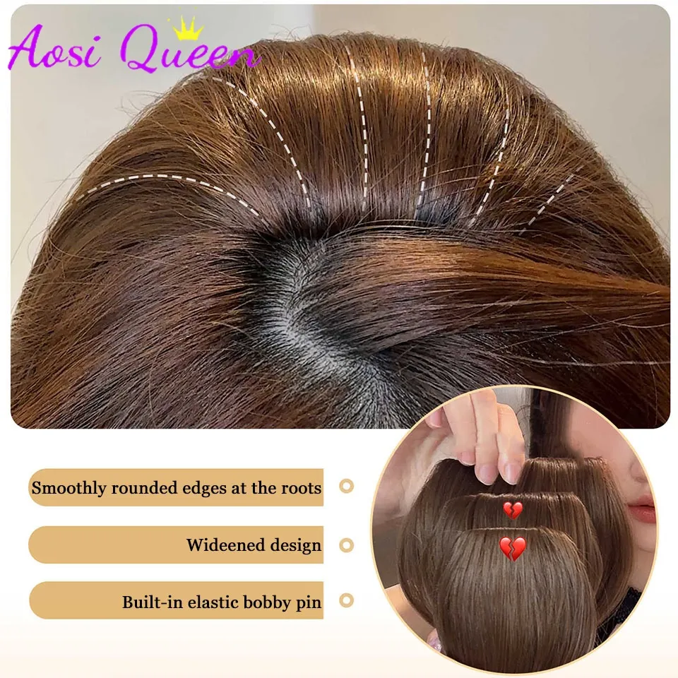Fluffy Invisible Seamless Hair Pads Women Clip in Hair Extension Lining of Natural Hair Top Side Cover Piece Synthetic Pads — image 4