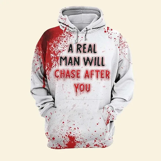 Halloween Blood Printed Hoodies letter pattern3D Print Hooded Pullover Sweatshirt Fashion Hoodie Streetwear Long Sleeve Tops
