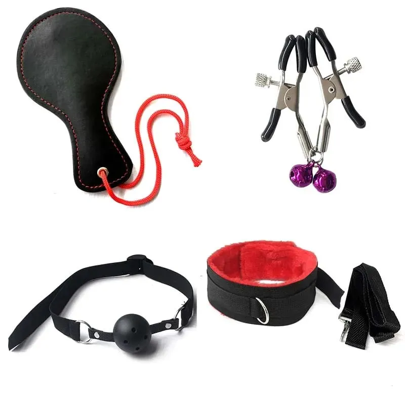Erotic BDSM Kits for Couples - Sex Bondage Set with Handcuffs Gag Whip Nipple Clamps Anal Butt Plug Tail - Adult Toys for Women — image 5