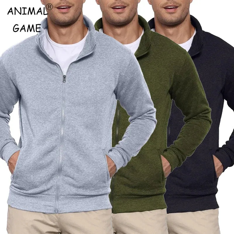 Autumn Men's Sweatshirts Jacket Man Without Hood Zip Coats Outdoor Sport Lightweight Long Sleeve Streetwear Slim Fit Cardigan — image 2