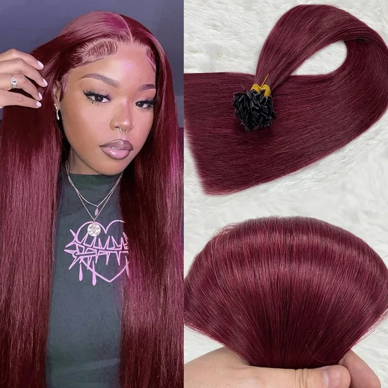Human Hair Flat Tip Extension Remy Hair18-30inch Real Remy Silky Straight Black Brown Pre Bonded Keratin Fusion Hair