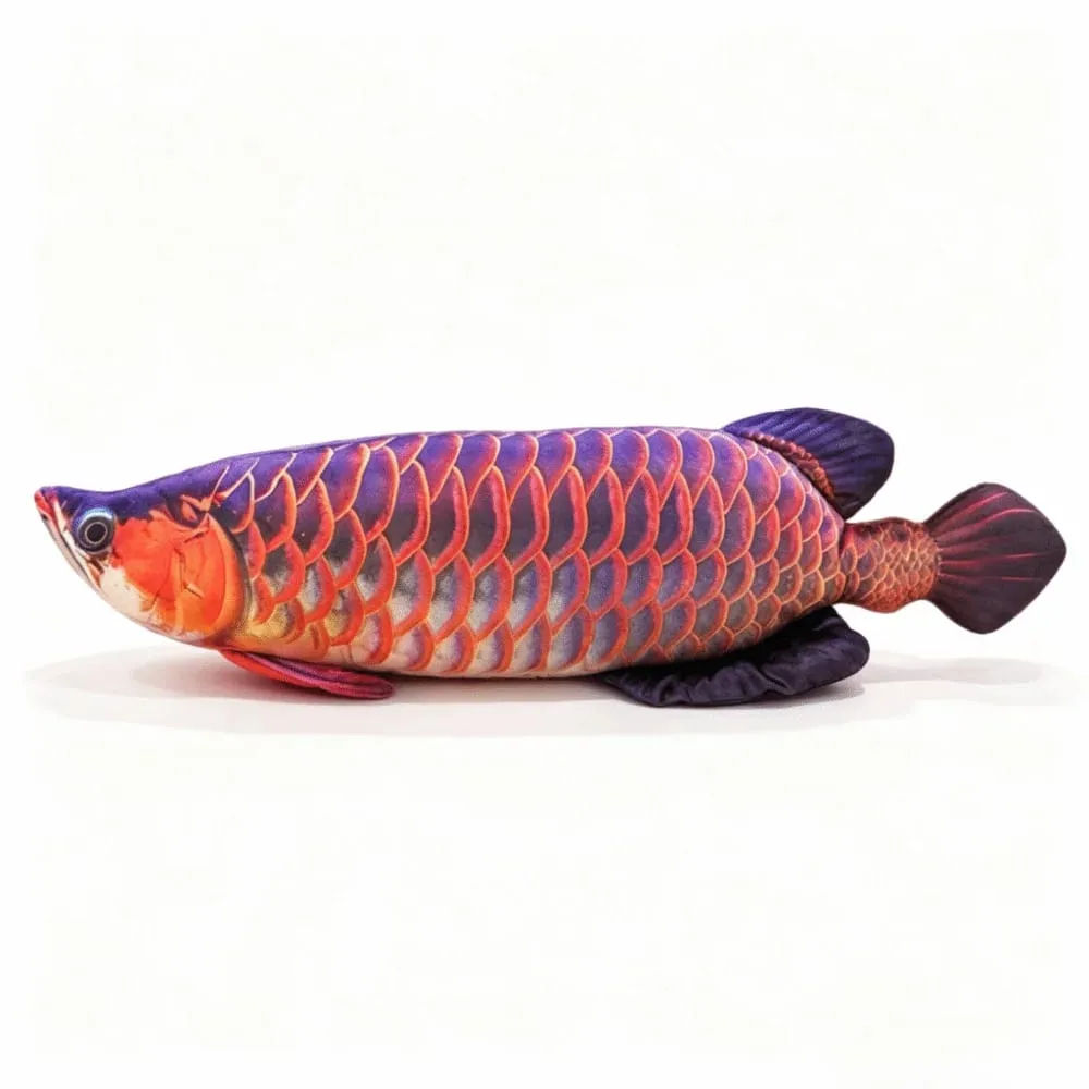 Adorable Soft Arowana Plush Toys Lifelike Cute Fish Plush Pillow Elongated Body Simulation Fish Plush Toys Cat Toys