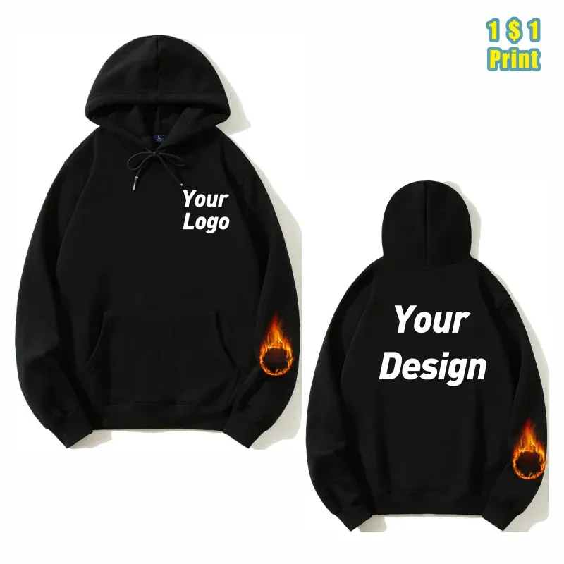 Moda impressão de alta qualidade hoodie logotipo personalizado grupo pessoal marca bordado masculino e feminino grosso 100% algodão pullovers velo — image 5