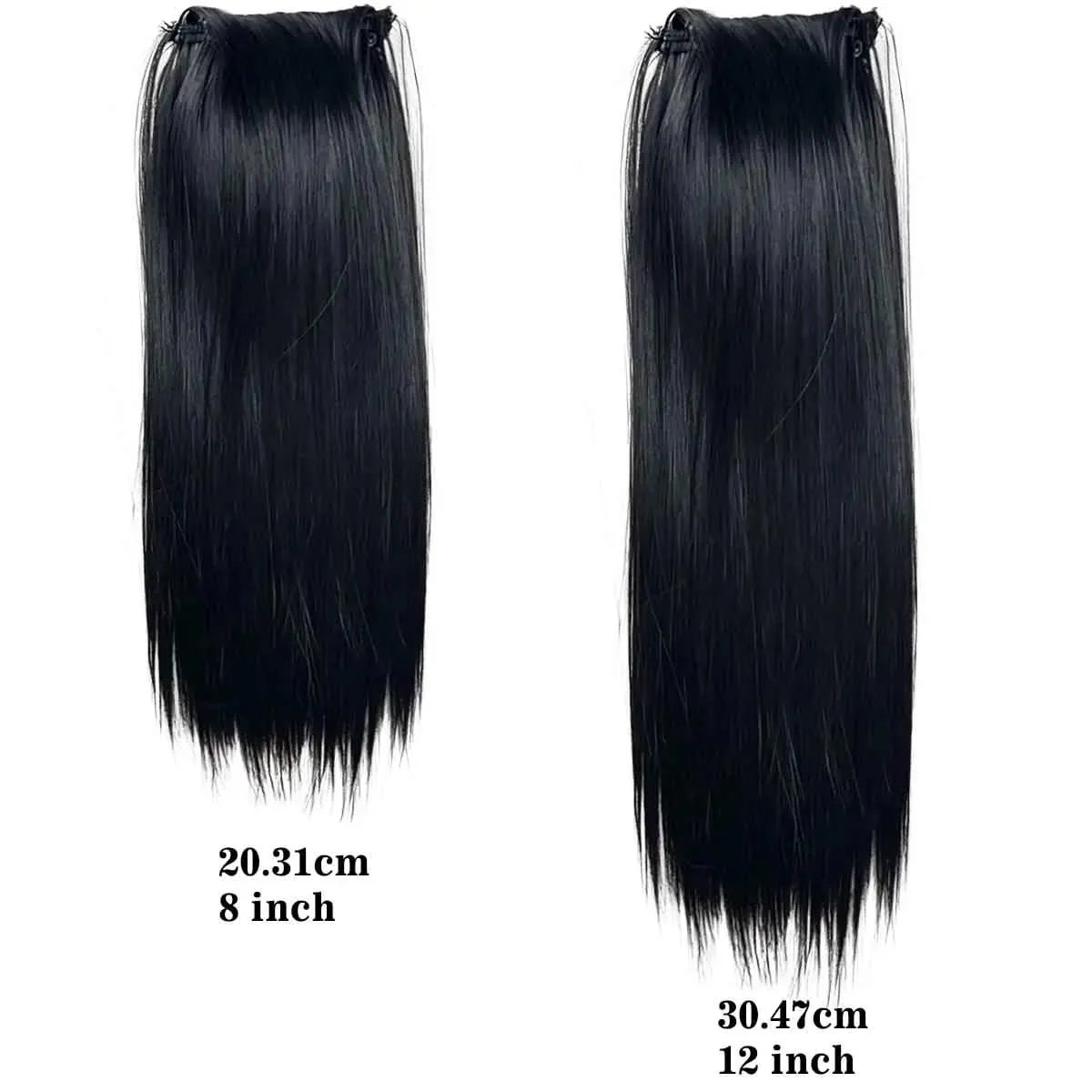 Straight Clip In Hair Extensions Synthetic 8"12" Hair Topper For Women Invisible Clip On Hair Patch Thick Booster Hairpieces — image 2