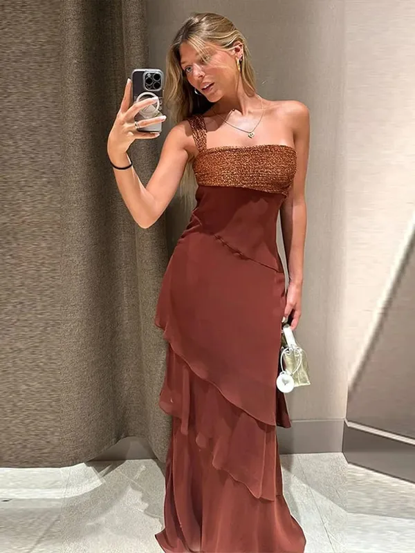 Moda contraste plissado maxi vestido feminino sexy u pescoço sem mangas cintura alta solto vestidos longos 2026 primavera verão senhora boho robe — image 8