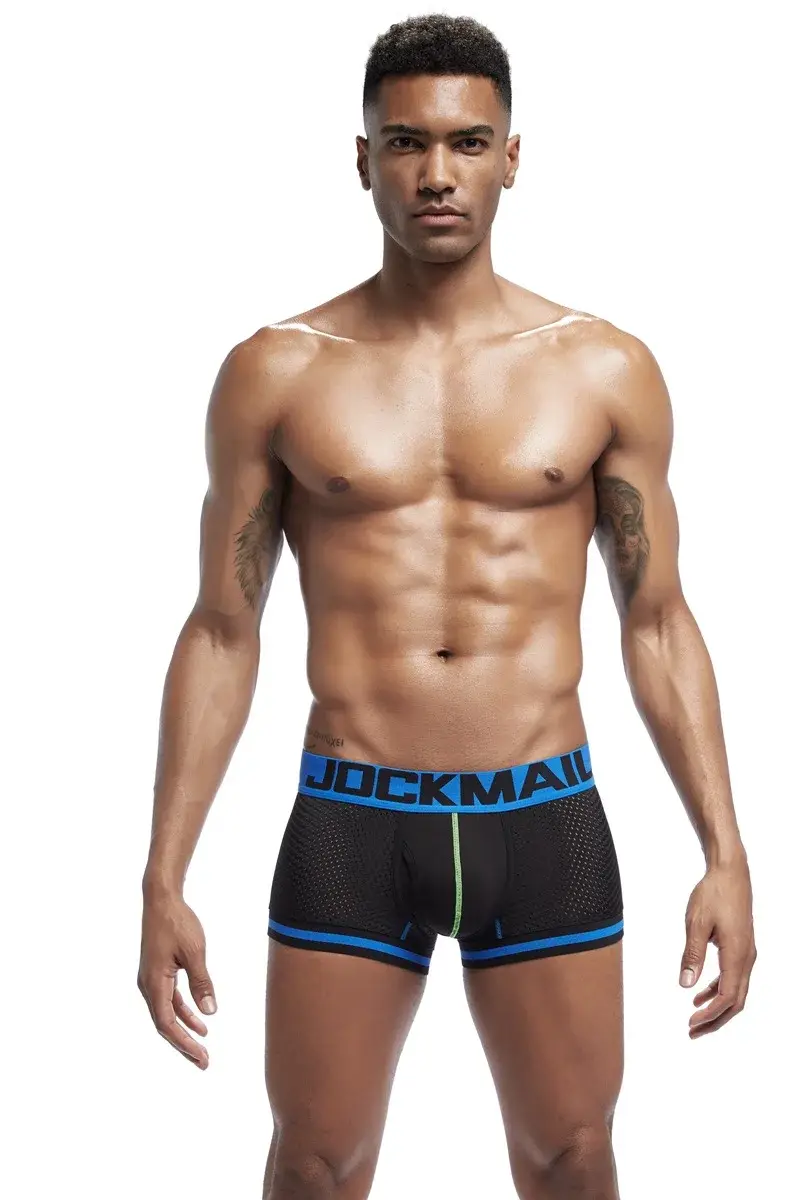 Jockmail 남자 복서 메쉬 속옷 통기성 편안한 부드럽고 편안한 스포츠 반바지 성인 남자 팬티 의류 란제리 — image 19