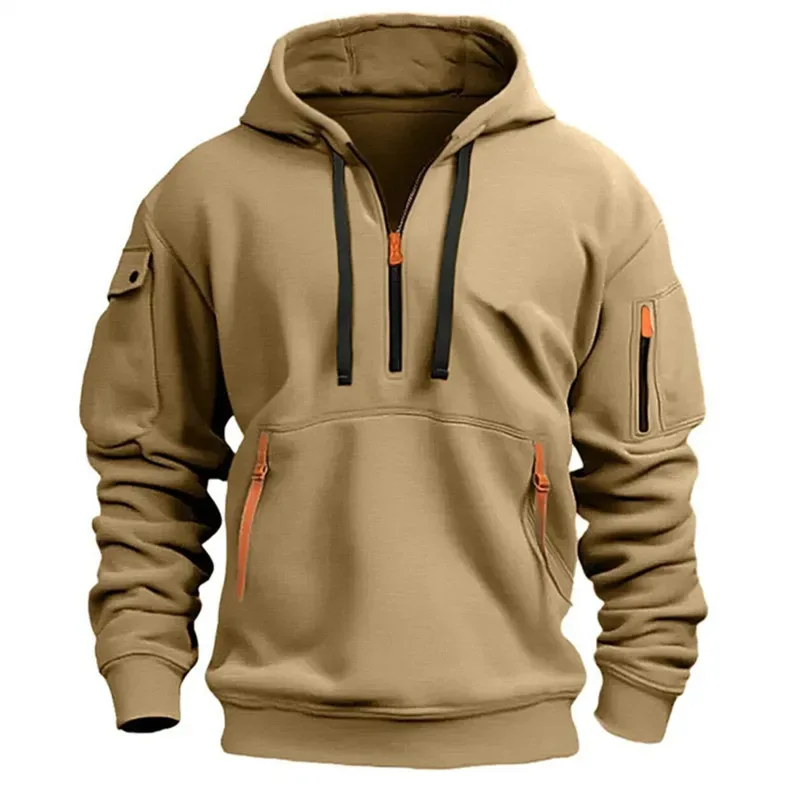Moletom com capuz masculino com vários bolsos, zíper casual, esportivo, masculino/feminino, plus size, pulôver solto, moda, moletom de manga comprida — image 6