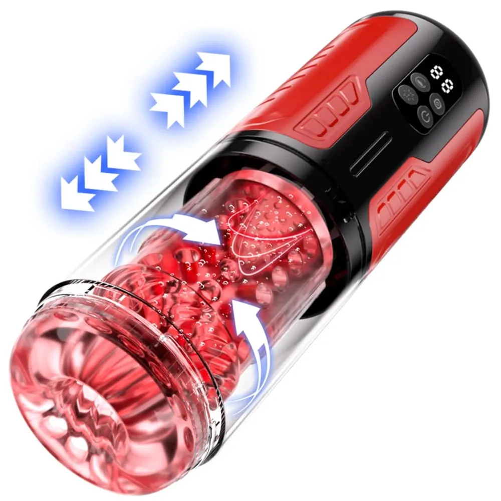 Masturbador masculino automático rotação telescópica homem masturbação copo lcd simulação digital boquete masturbador brinquedo sexual para homem — image 1