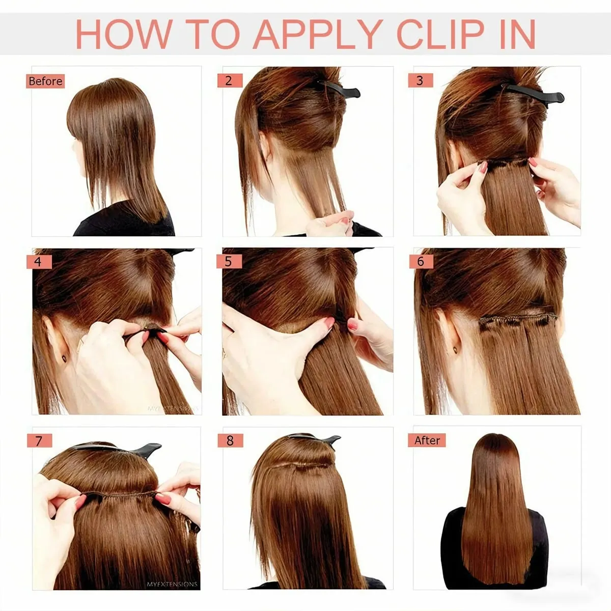 Clips In Hair Extension Long Straight Hair Pieces Clip In Hair Extension 22inches 7pcs/set Synthetic Fake Hair Pieces for Women — image 6