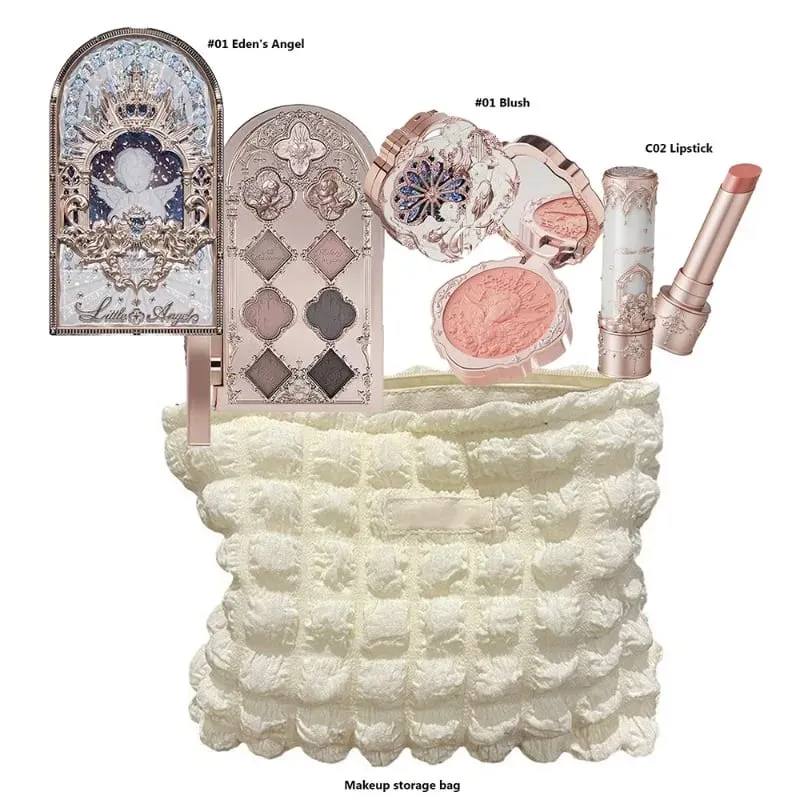 Flowerknows Makeup Set Gift Kit Shimmer Full Box Blush Long Lasting Velvet Lip Cream na may Bag Kit De Maquiagem